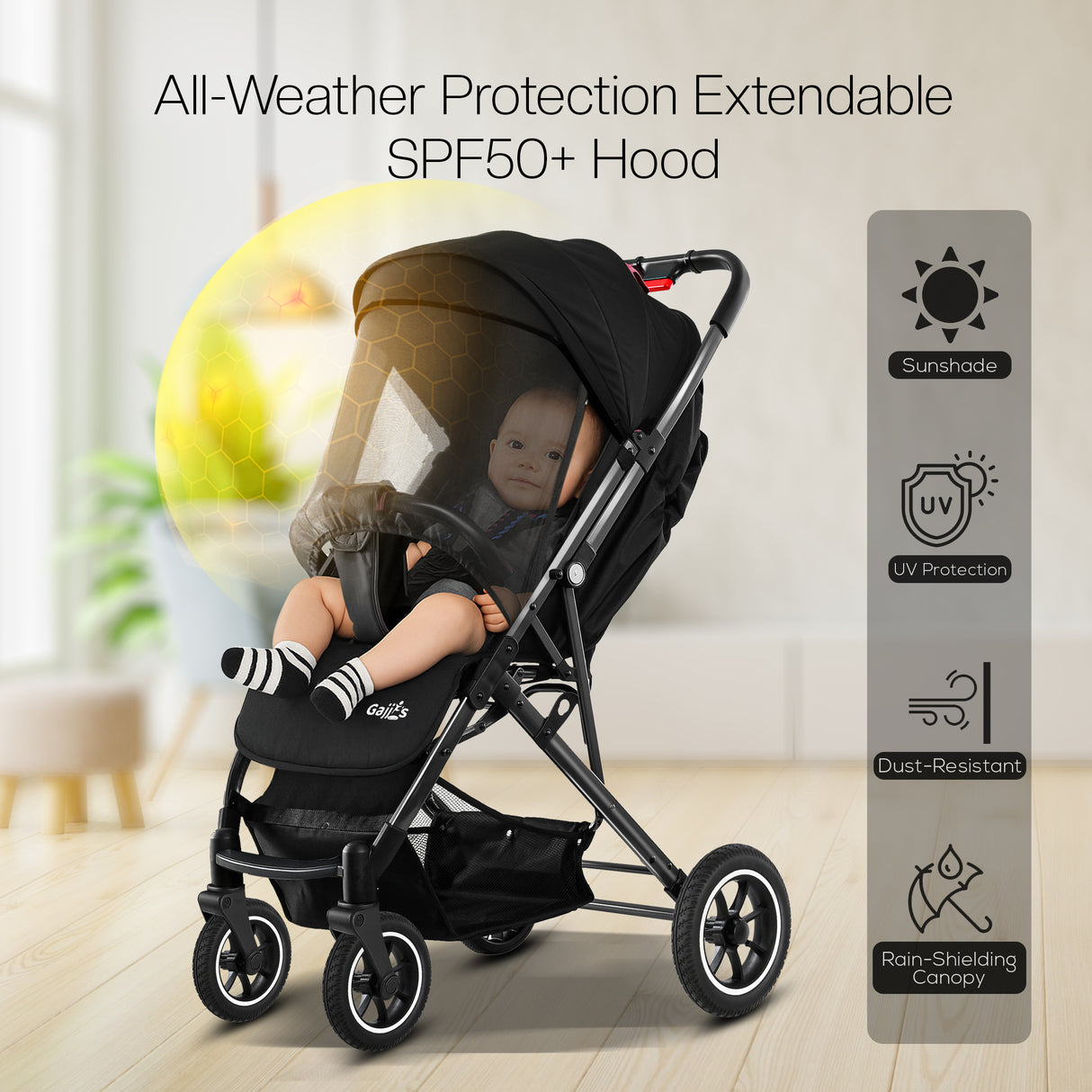 FK Sports Lightweight Foldable Baby Stroller – Compact Travel Pram with UV Canopy & Shock-Absorbing Wheels
