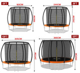 Outdoor Trampoline 6FT/8FT/10FT/12FT - Rebounder Trampoline for Toddlers, Kids & Adults with Safety Enclosure Net, Anti-tear, UV-Proof Pad, Exercise & Fitness