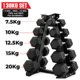Hex Dumbbell Set with 5 Tier Rack | 2.5kg–20kg Weight Options