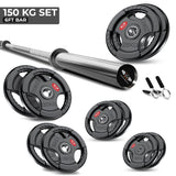 Tri-Grip Olympic Weight Plate & Barbell Set – 65kg–150kg