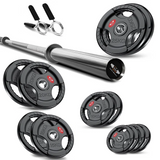 Tri-Grip Olympic Weight Plate Set with Barbell Bar