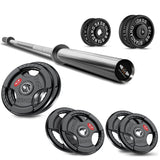 Tri-Grip Weight Plate With Barbell Set | Rubber & Powder Coated