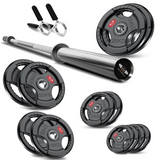Tri-Grip Olympic Weight Plate Set with Barbell Bar