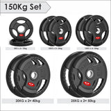 Tri-Grip Olympic Weight Plates 2.5kg–25kg – Rubber Coated Cast Iron | FK Sports