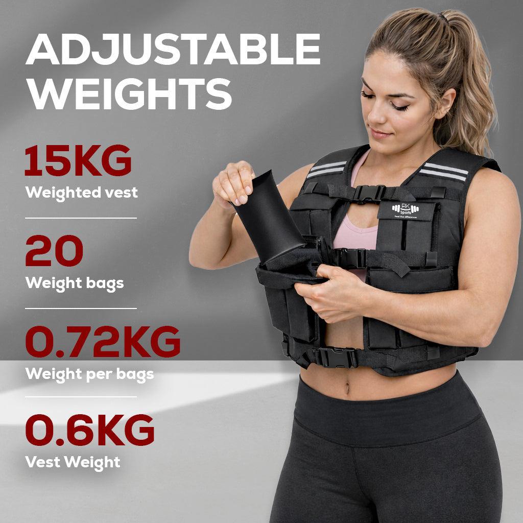 FK Sports Adjustable Weighted Vest (5kg–20kg) – Gym, Running & Strength Training Vest