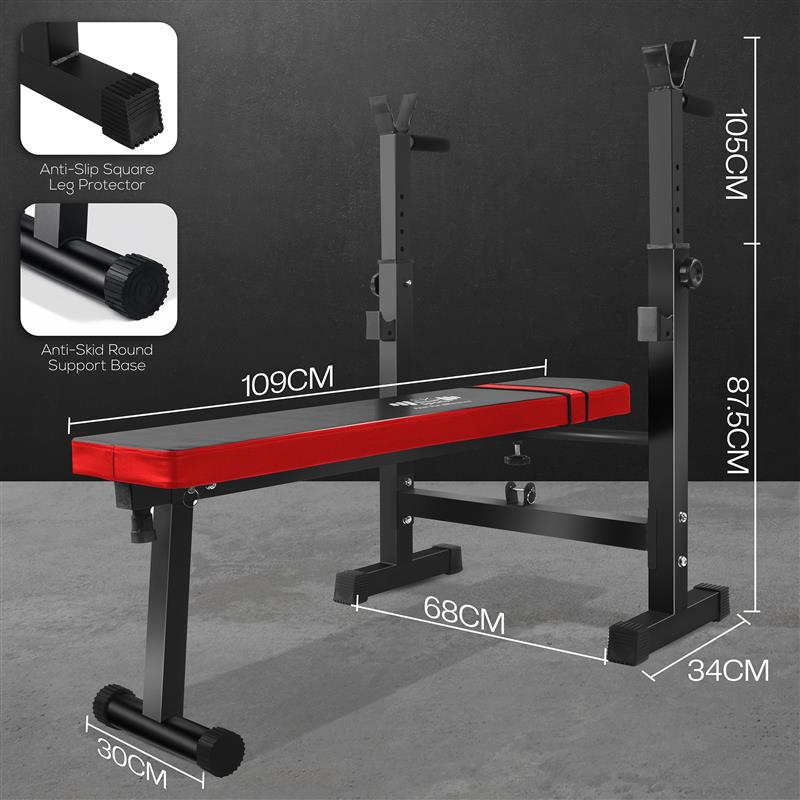 Adjustable/Foldable Weight Bench with Barbell Rack & Dip Station – 6 Levels Adjustable, 250KG Capacity, Multi-Use Home Gym Workout Bench
