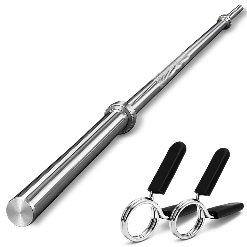 Standard 1" Chrome Barbell – 4ft, 5ft, 6ft, 7ft | Knurled Grip, Collars Included | Fits 1" Weight Plates – Home Gym & Strength Training