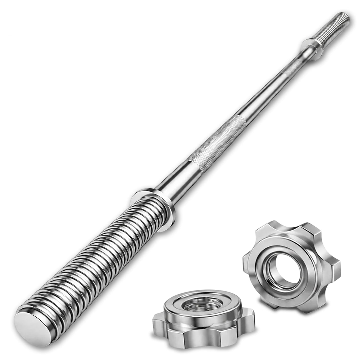 1” Spinlock Barbell Bar with Collars – Multi-Purpose Weightlifting Bar (4ft, 5ft, 6ft,7ft)