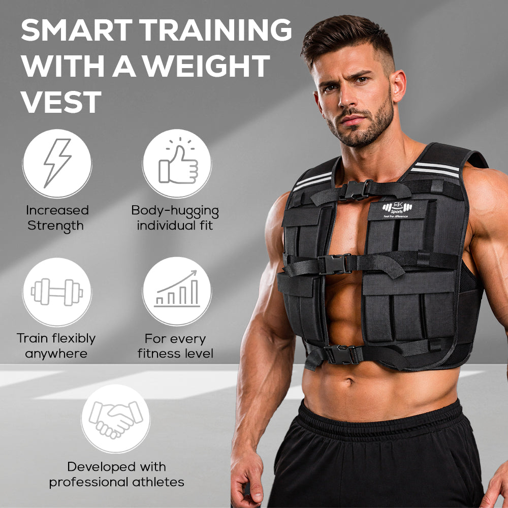 FK Sports Adjustable Weighted Vest (5kg–20kg) – Gym, Running & Strength Training Vest