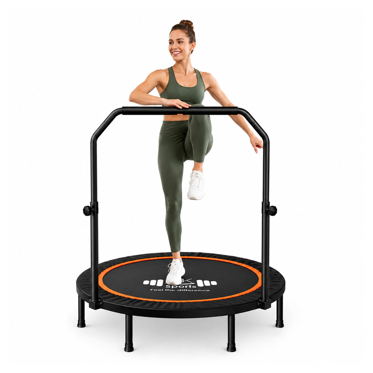 Foldable Mini Trampoline Rebounder 40” & 48” with U Bar Handle | FK Sports UK