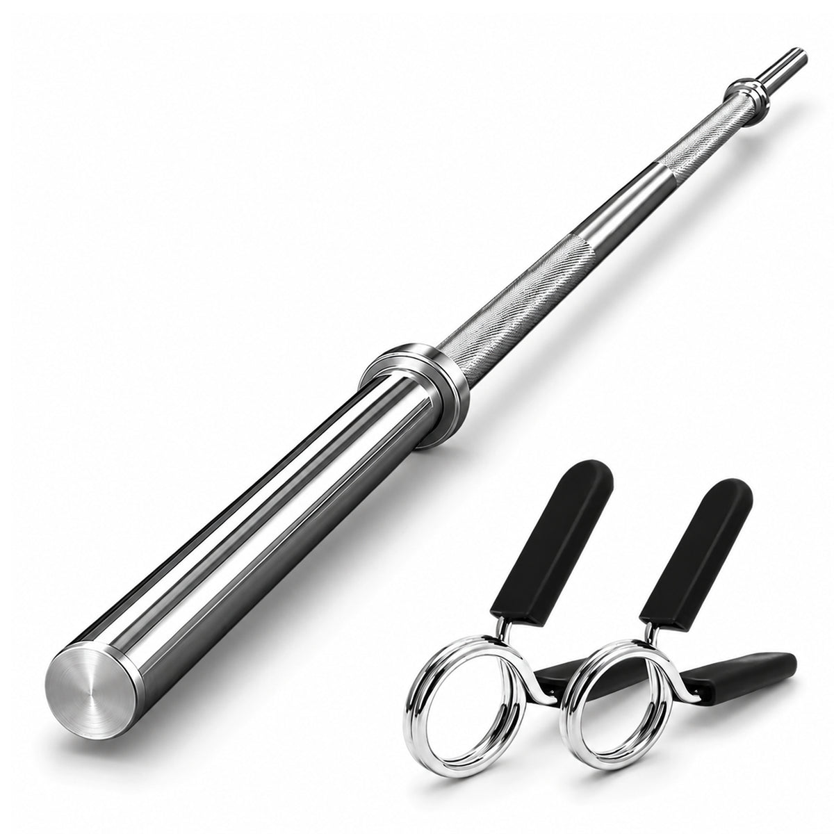 Standard 1" Chrome Barbell Bar – 4ft, 5ft, 6ft, 7ft | Knurled Grip, Collars Included