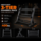 Heavy-Duty 3 Tier Dumbbell Rack Storage Stand | FK Sports