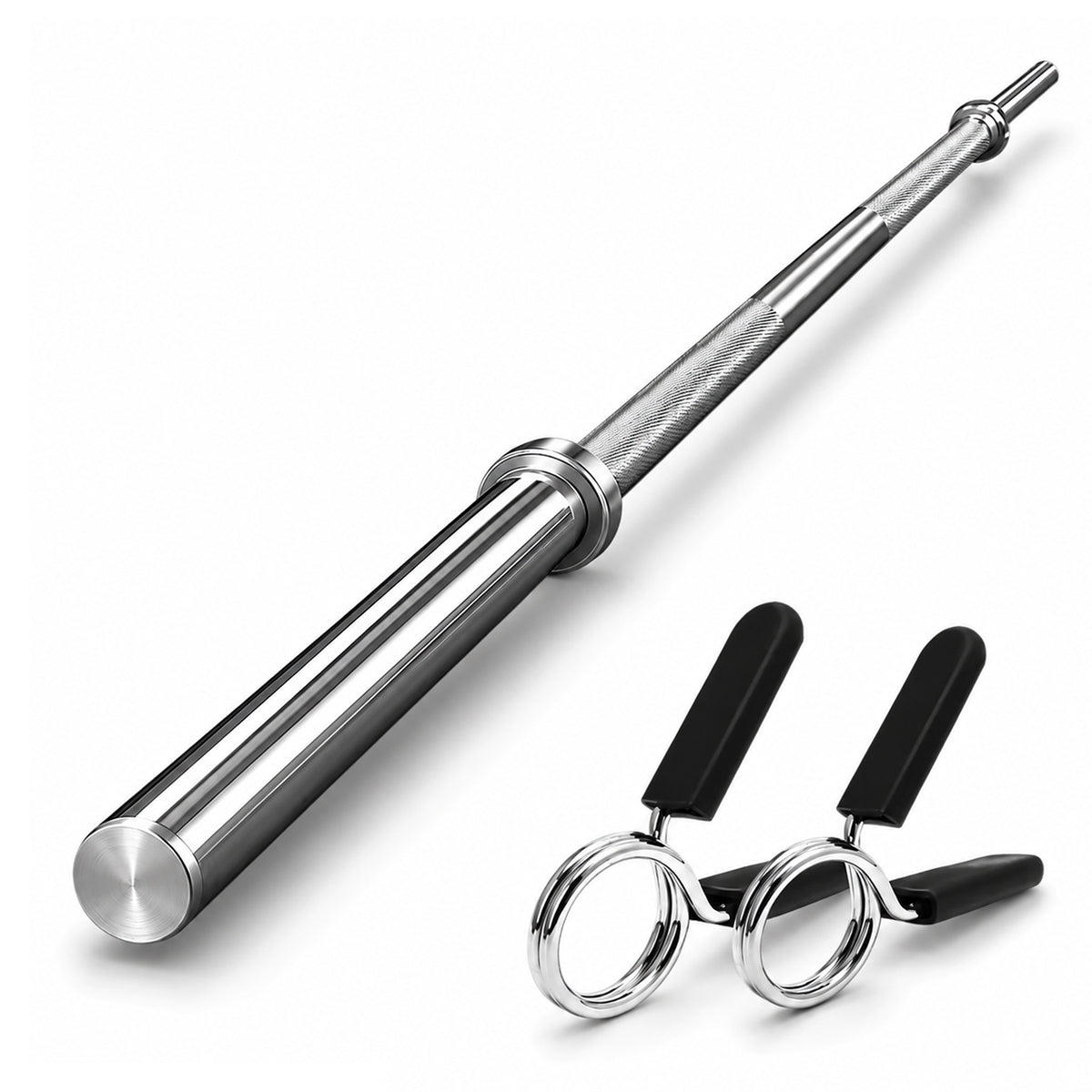 Standard 1" Chrome Barbell Bar – 4ft, 5ft, 6ft, 7ft | Knurled Grip, Collars Included