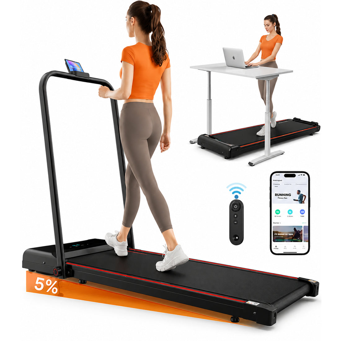 Walking Pad – Foldable Under Desk Treadmill, 12 Km/h, Home & Office Fitness