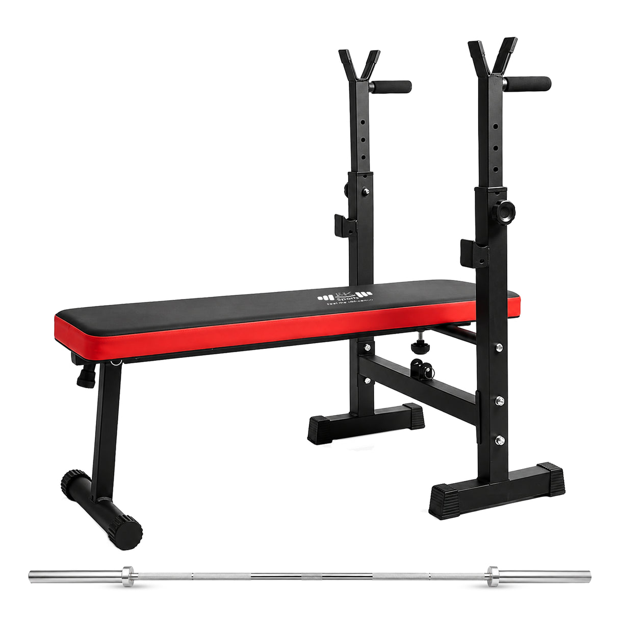 Adjustable Bench With Squat Rack & Olympic Barbell Home Gym Set
