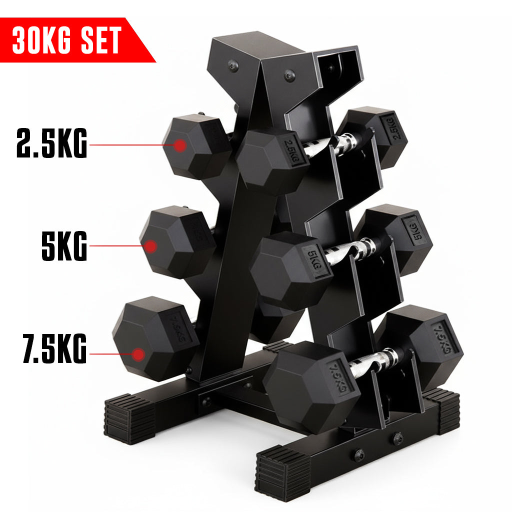 FK Sports 3 Tier Hex Dumbbell Tree Rack – Heavy-Duty Steel Weight Hex Storage Stand