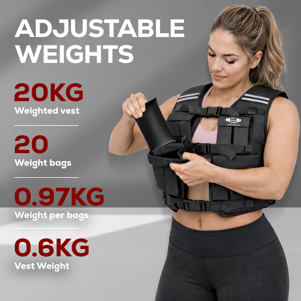 FK Sports Adjustable Weighted Vest (5kg–20kg) – Gym, Running & Strength Training Vest