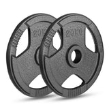Olympic Cast Iron Weight Plates Set – Tri-Grip 2-Inch Barbell Weights (5kg to 25kg) – Pair – Ideal for Home & Gym Workouts