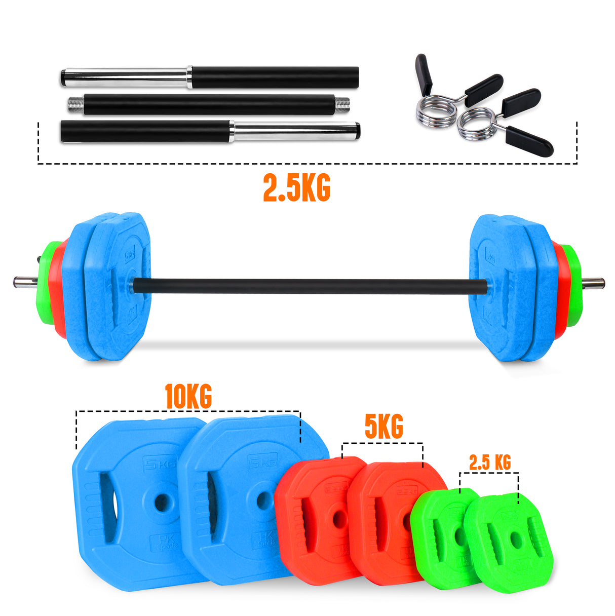 20KG–30KG Barbell Weight Set – Strength Training Pump Set Kit for Home Gym Workout