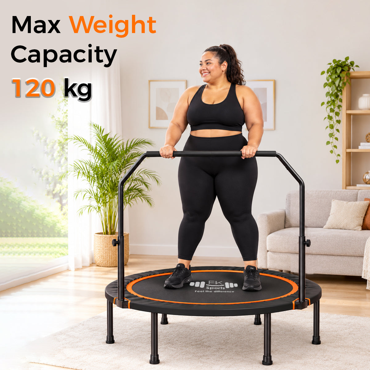 Foldable Mini Trampoline Rebounder 40” & 48” with U Bar Handle | FK Sports UK