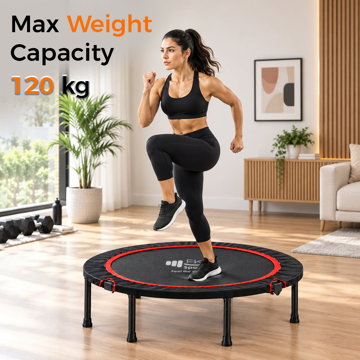 Foldable Mini Trampoline for Adults – 40/48 Inch Rebounder | Home Gym | FK Sports