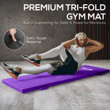 Tri Folding Mat Exercise Gym Gymnastic Fitness Workout Mat with Handles 3 Panels