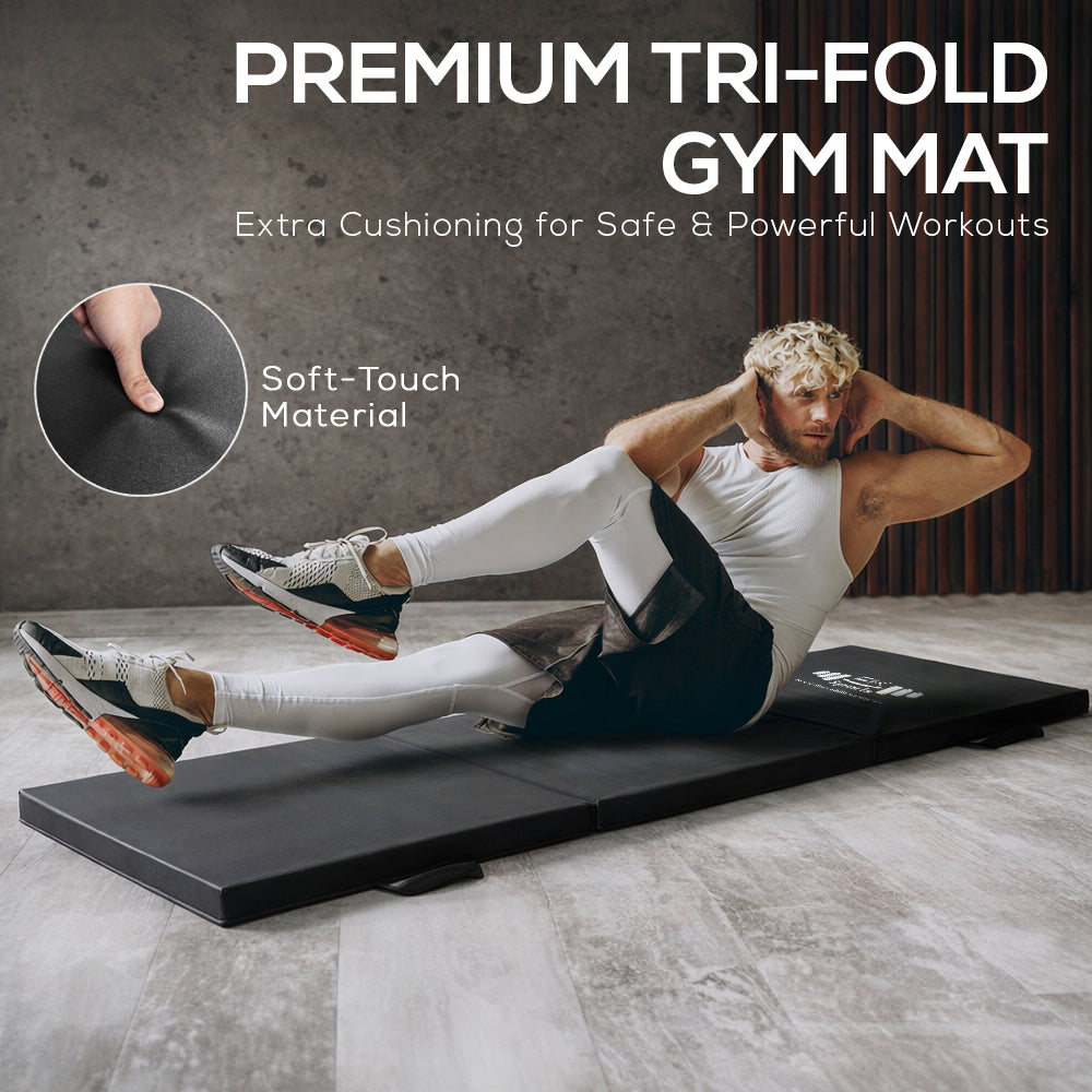 Tri Folding Mat Exercise Gym Gymnastic Fitness Workout Mat with Handles 3 Panels