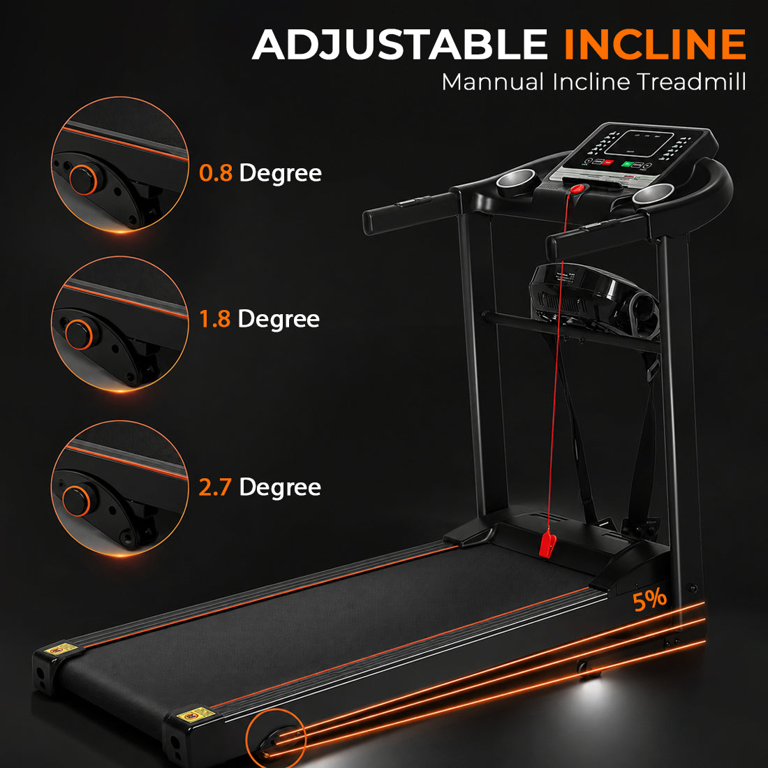 Foldable Electric Treadmill 1–12 km/h with Incline & Massager – Compact Home Gym Running Machine