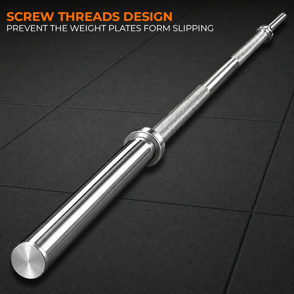 Standard 1" Chrome Barbell Bar – 4ft, 5ft, 6ft, 7ft | Knurled Grip, Collars Included
