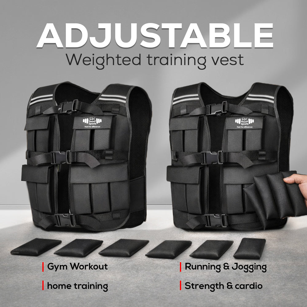 FK Sports Adjustable Weighted Vest (5kg–20kg) – Gym, Running & Strength Training Vest