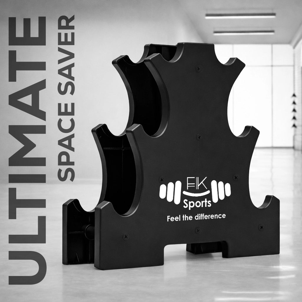 FK Sports Neoprene Dumbbell Set with Rack | Anti-Slip Hand Weights