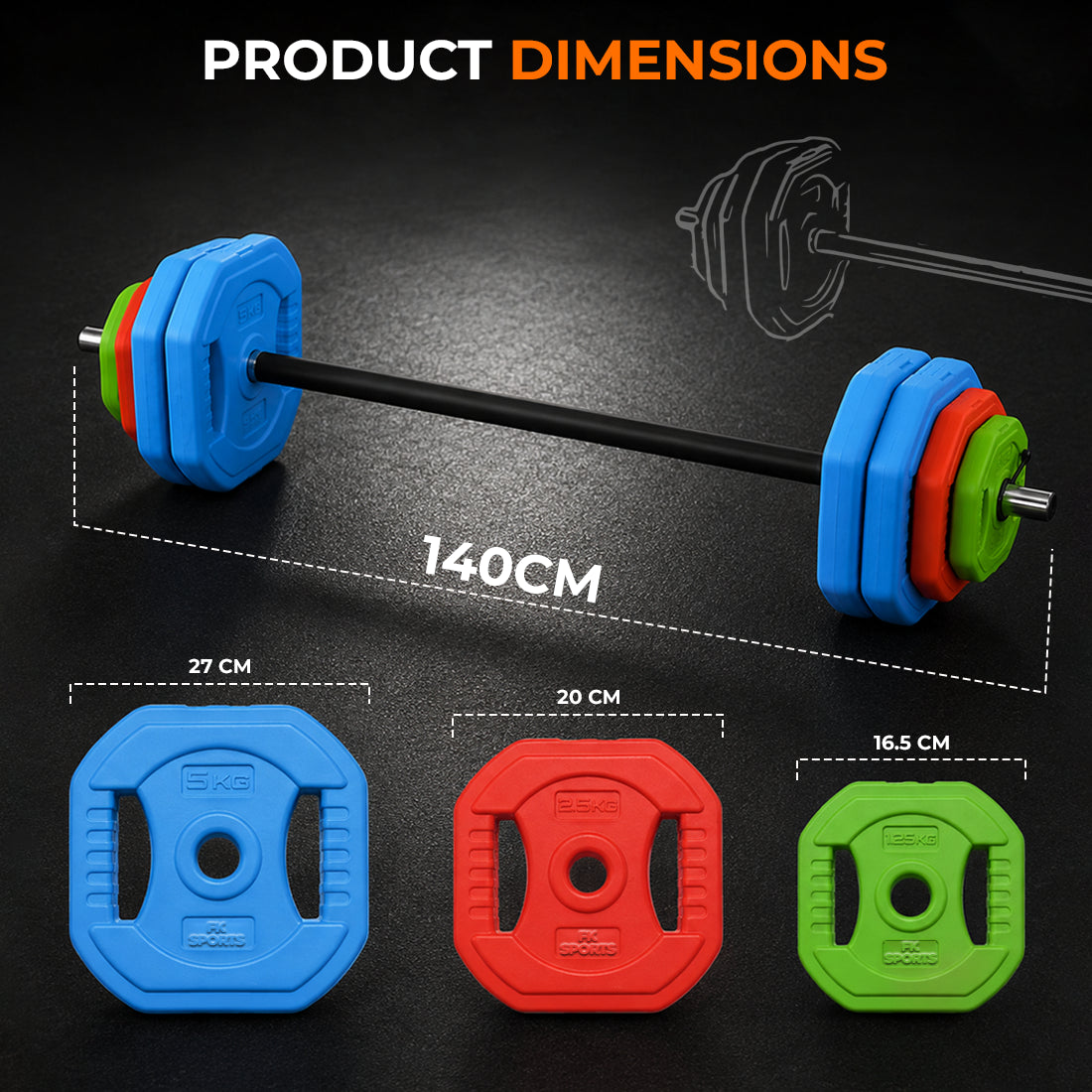 20KG–30KG Barbell Weight Set – Strength Training Pump Set Kit for Home Gym Workout