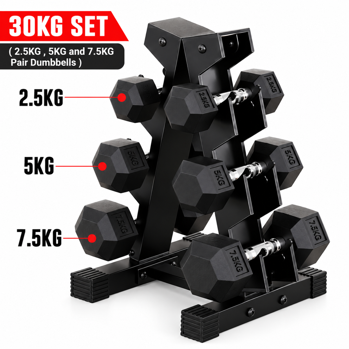 3-Tier Dumbbell Rack – Gym & Home Storage Stand with Dumbbell Sets