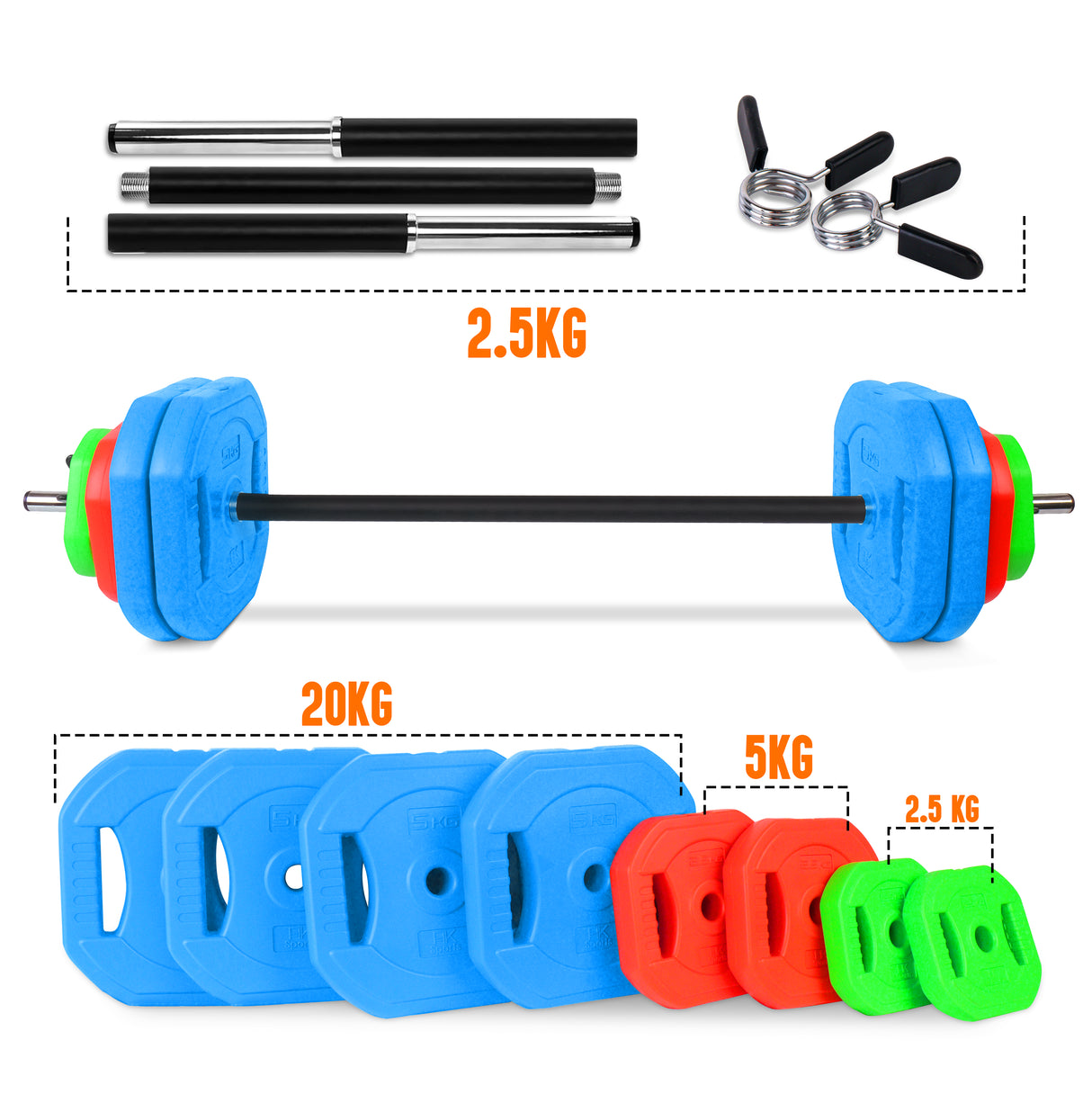 20KG–30KG Barbell Weight Set – Strength Training Pump Set Kit for Home Gym Workout
