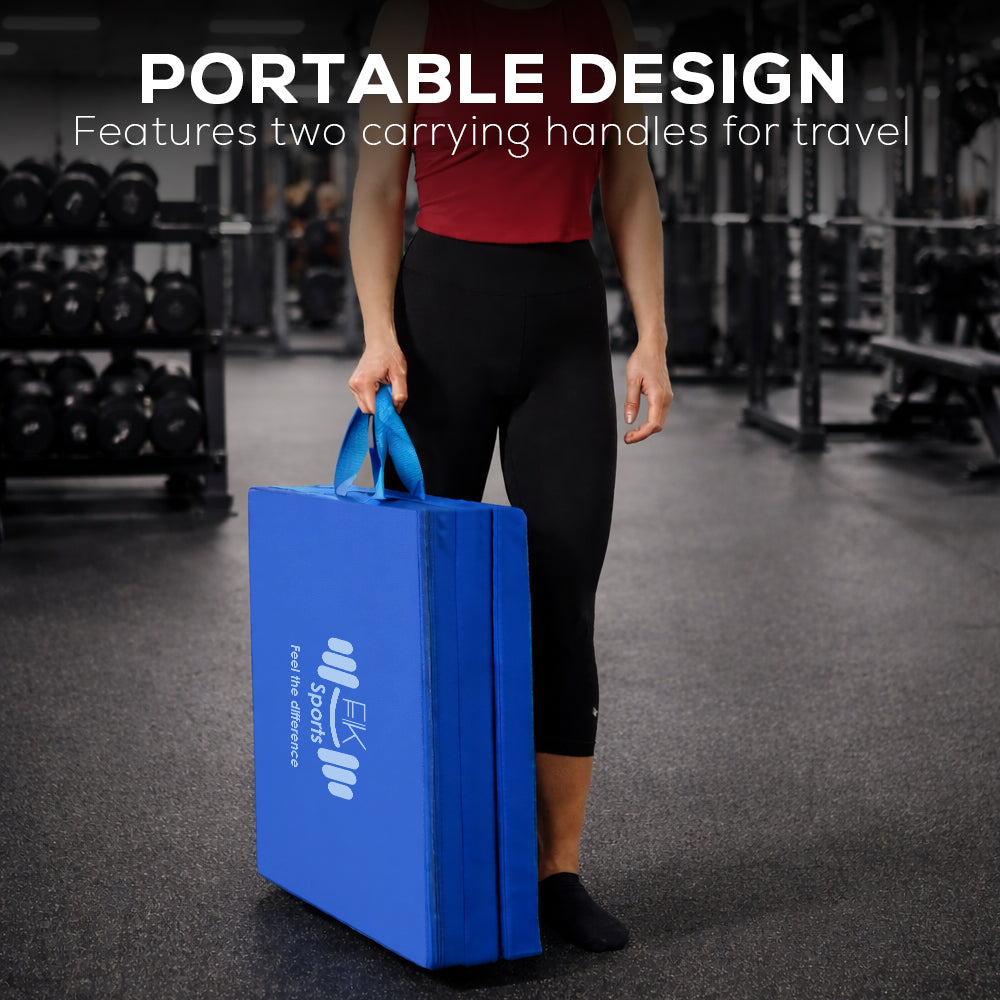 Tri Folding Mat Exercise Gym Gymnastic Fitness Workout Mat with Handles 3 Panels