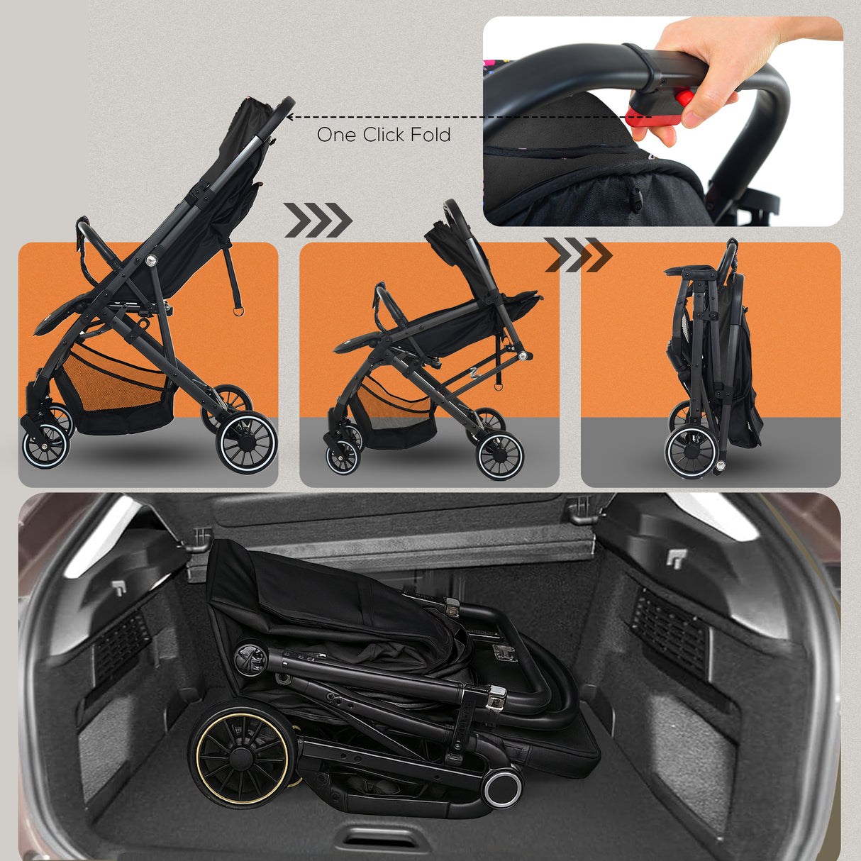 FK Sports Lightweight Foldable Baby Stroller – Compact Travel Pram with UV Canopy & Shock-Absorbing Wheels