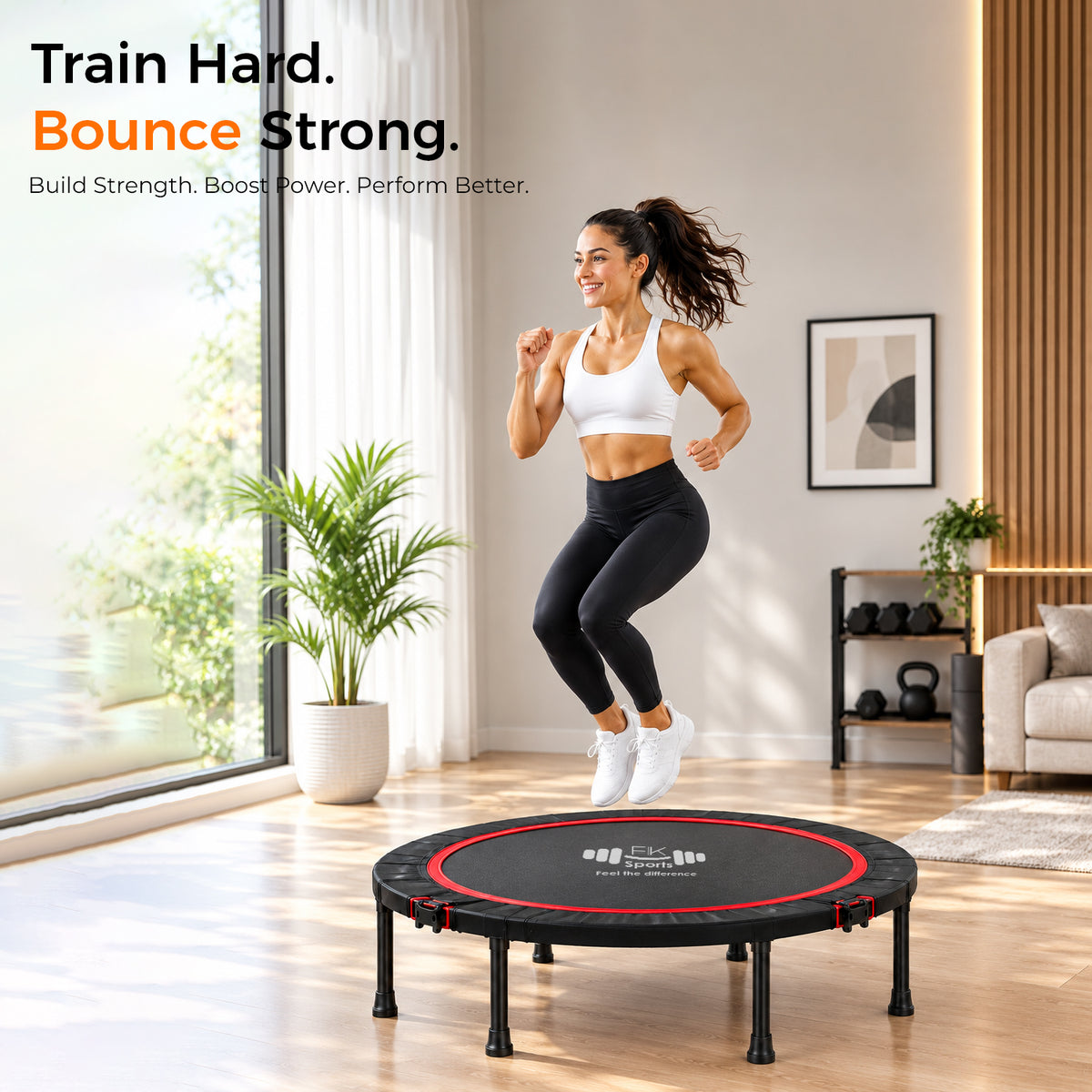Foldable Mini Trampoline for Adults – 40/48 Inch Rebounder | Home Gym | FK Sports