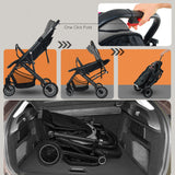 FK Sports Lightweight Foldable Baby Stroller – Compact Travel Pram with UV Canopy & Shock-Absorbing Wheels