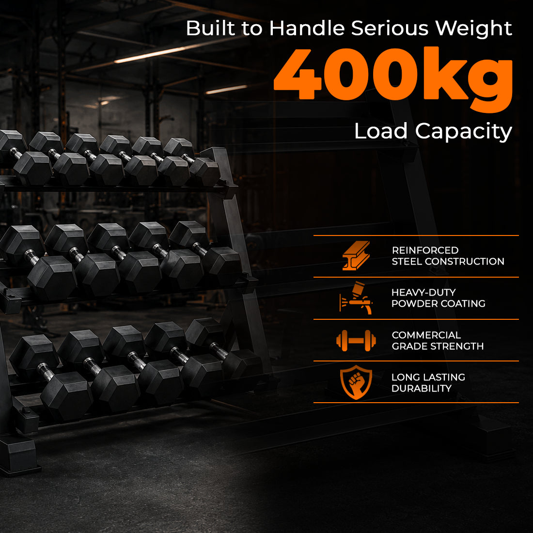Heavy-Duty 3 Tier Dumbbell Rack Storage Stand | FK Sports