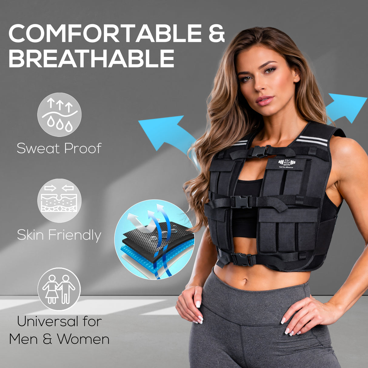 FK Sports Adjustable Weighted Vest (5kg–20kg) – Gym, Running & Strength Training Vest