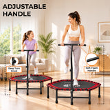 Hexagonal Fitness Trampoline Rebounder with Adjustable Handle – 40/48 Inch | FK Sports