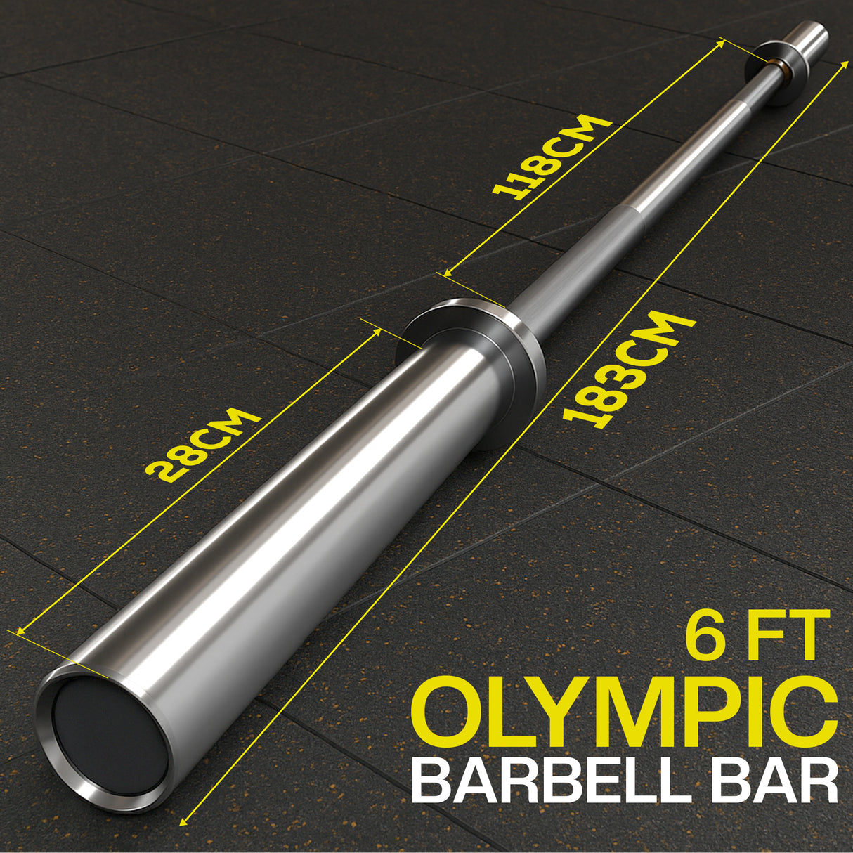 Olympic Barbell Bar – 2" Chrome Finish | 4ft, 5ft, 6ft, 7ft with Collars | Anti-Slip Grip for Weightlifting & Strength Training