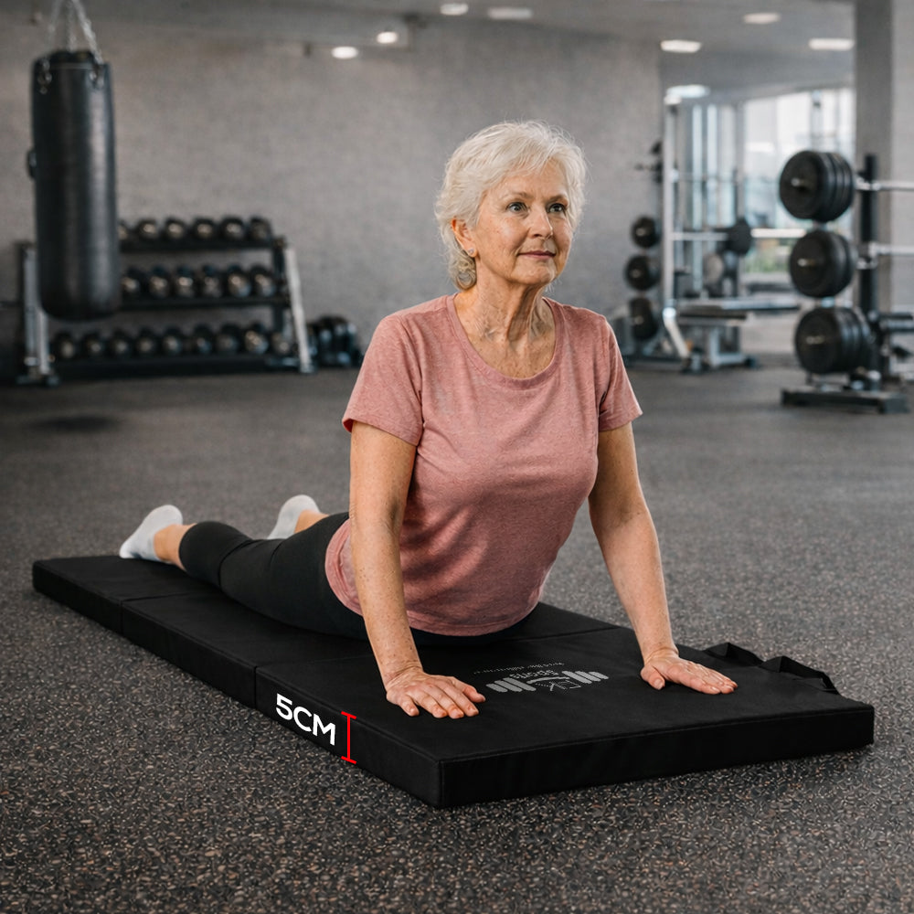 Tri Folding Mat Exercise Gym Gymnastic Fitness Workout Mat with Handles 3 Panels