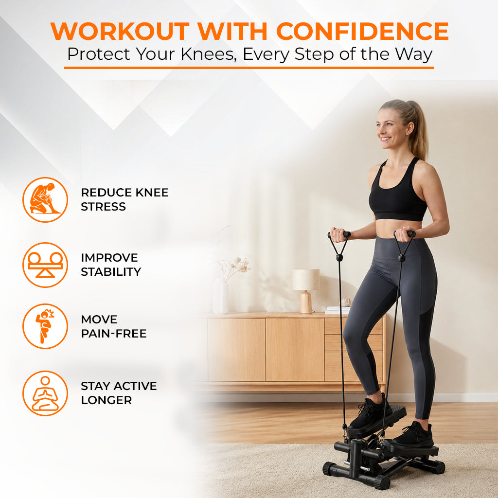 Twist Stepper Machine – Compact Mini Stepper for Home Cardio with LCD Display & Bands