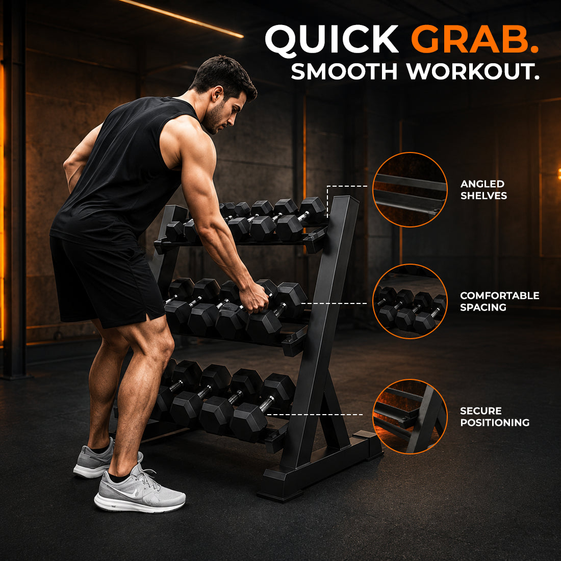 Heavy-Duty 3 Tier Dumbbell Rack Storage Stand | FK Sports