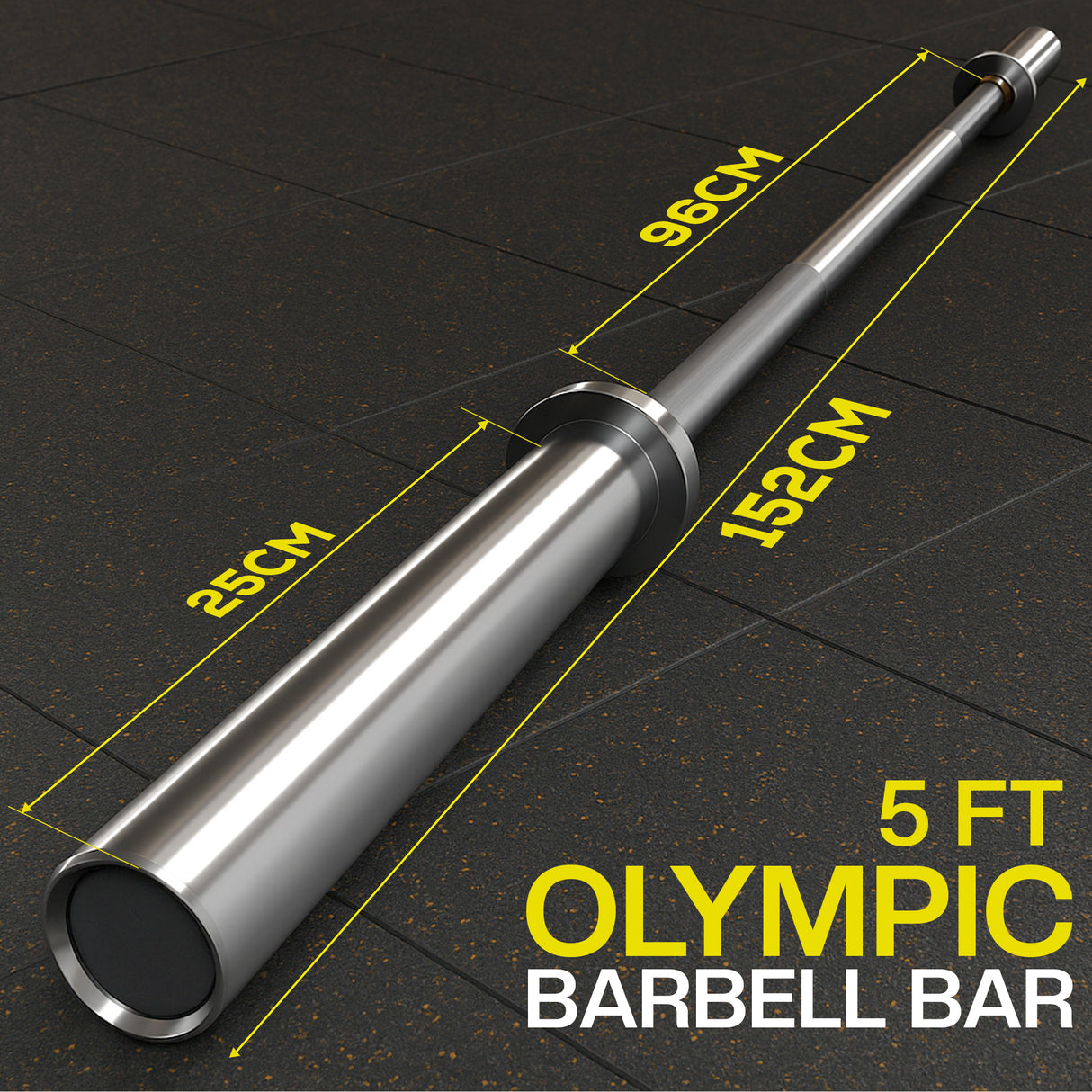 Olympic Barbell Bar – 2" Chrome Finish | 4ft, 5ft, 6ft, 7ft with Collars | Anti-Slip Grip for Weightlifting & Strength Training