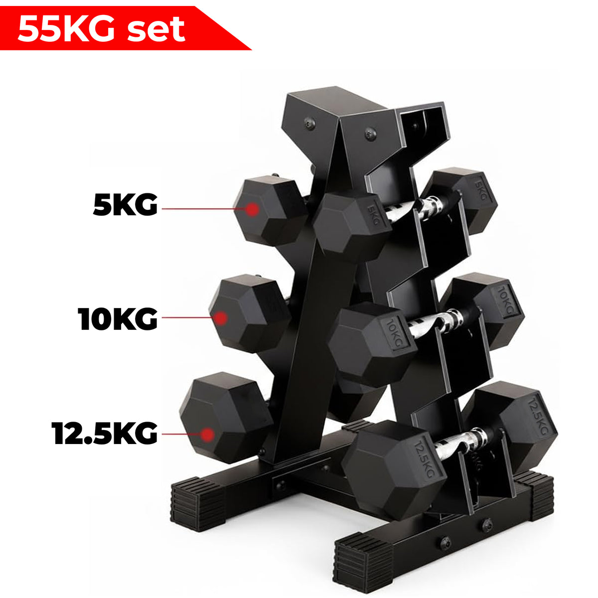 3-Tier Dumbbell Rack – Gym & Home Storage Stand with Dumbbell Sets