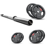 Tri-Grip Olympic Weight Plate &amp; Barbell Set. 55 - 140 KG