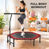 Hexagonal Fitness Trampoline Rebounder with Adjustable Handle – 40/48 Inch | FK Sports