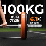 1” Spinlock Barbell Bar with Collars – Multi-Purpose Weightlifting Bar (4ft, 5ft, 6ft,7ft)